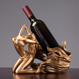 家居客厅玄关电视柜房间布置摆设 饰品摆件 欧式 美女红酒架酒柜装