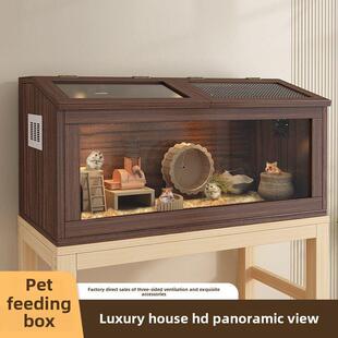 仓鼠笼子宠物饲养箱迷你鸡网红鹌鹑宠物养殖专用箱木质金丝熊笼子