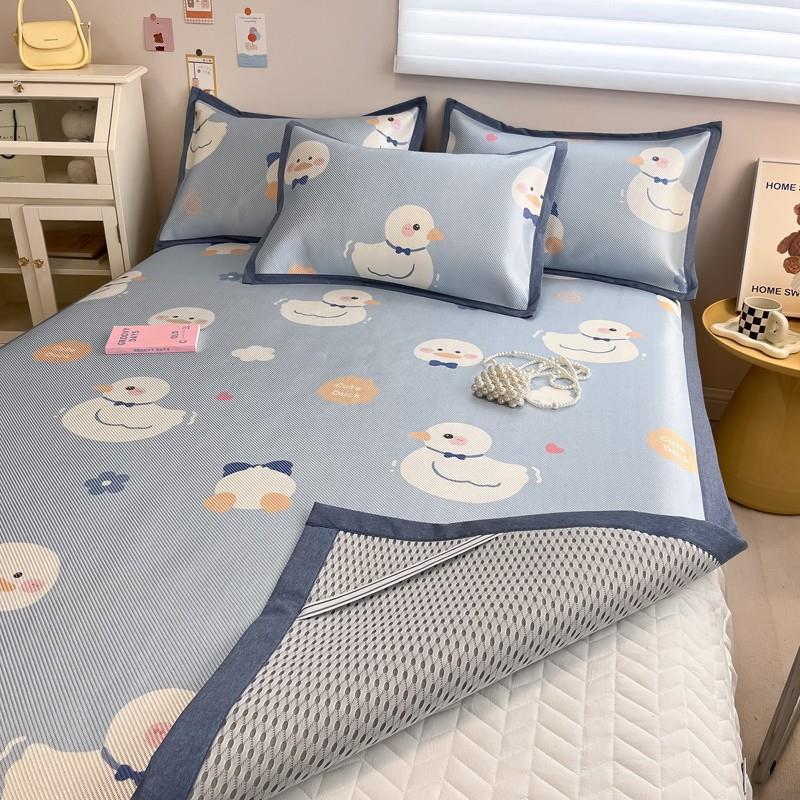 600D数码印花a级冰丝席夏季藤席机洗草席床席学生宿舍