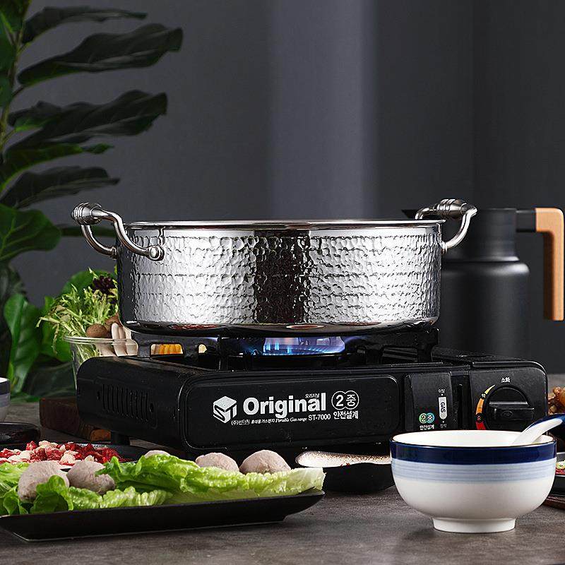 金星炉鼎记美仕手工锤纹火锅304不锈钢火锅鸳鸯锅通用火锅盆