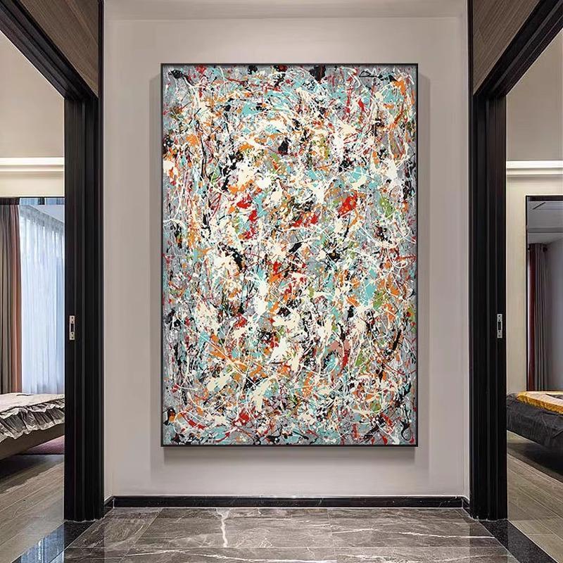 波洛克抽象艺术画玄关装饰画现代简约酒店画走廊过道挂画客厅壁画