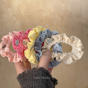 糖果色系 简约褶皱布艺小肠圈日常扎马尾皮筋少女头饰韩国ins发圈