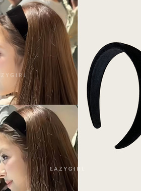 田中杏奈anna同款头箍经典百搭黑色丝绒发箍 高颅顶宽版外出发饰