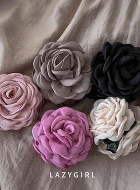 5色 法式浪漫玫瑰花卷边抓夹Caro同款精致发抓后脑勺鲨鱼夹子ins