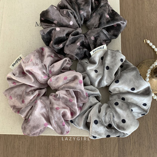 丝绒波点发圈 发饰新 加大号显发量细腻丝滑肥肠圈韩国ins博主同款