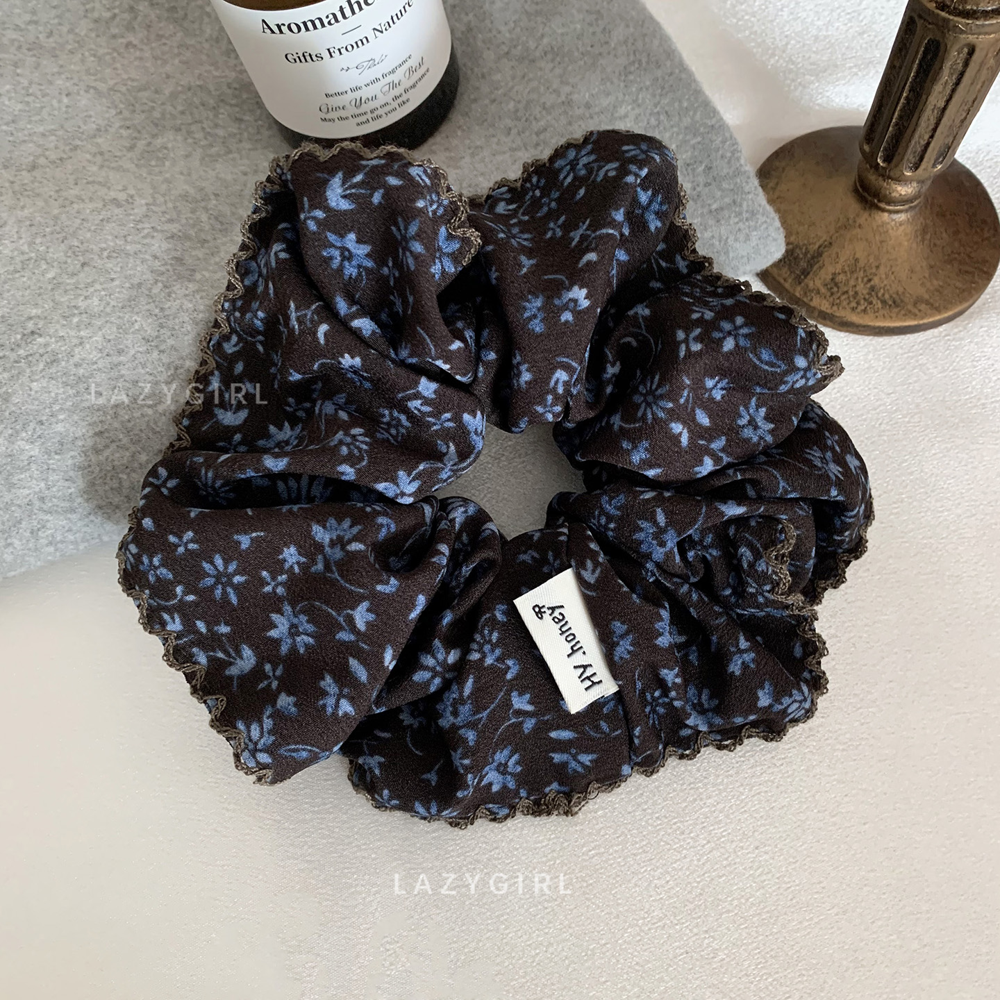 蓝系碎花超绝~气质大发圈女扎发