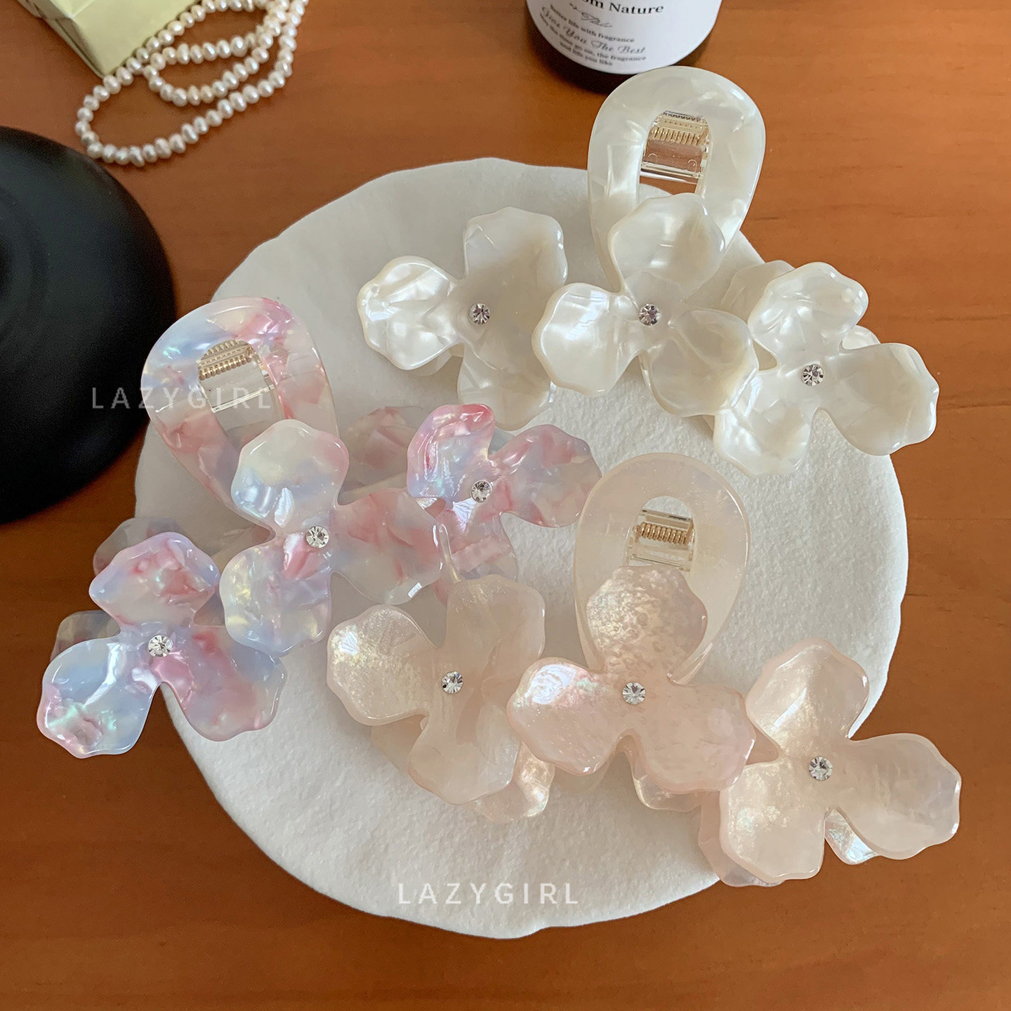 大号稳固款!手工醋酸花朵抓夹子