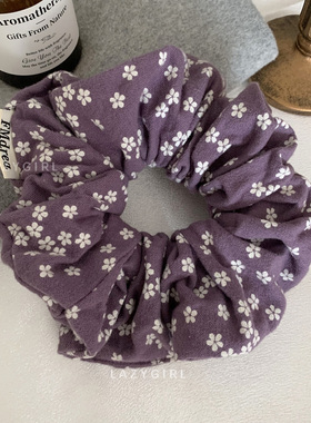 韩国发饰 紫色碎花大号发圈发绳肠圈ins博主同款温柔气质头绳头饰