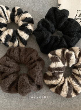 手感软糯条纹~洋气针织肠圈女扎头发皮筋ins博主同款发饰头饰韩国