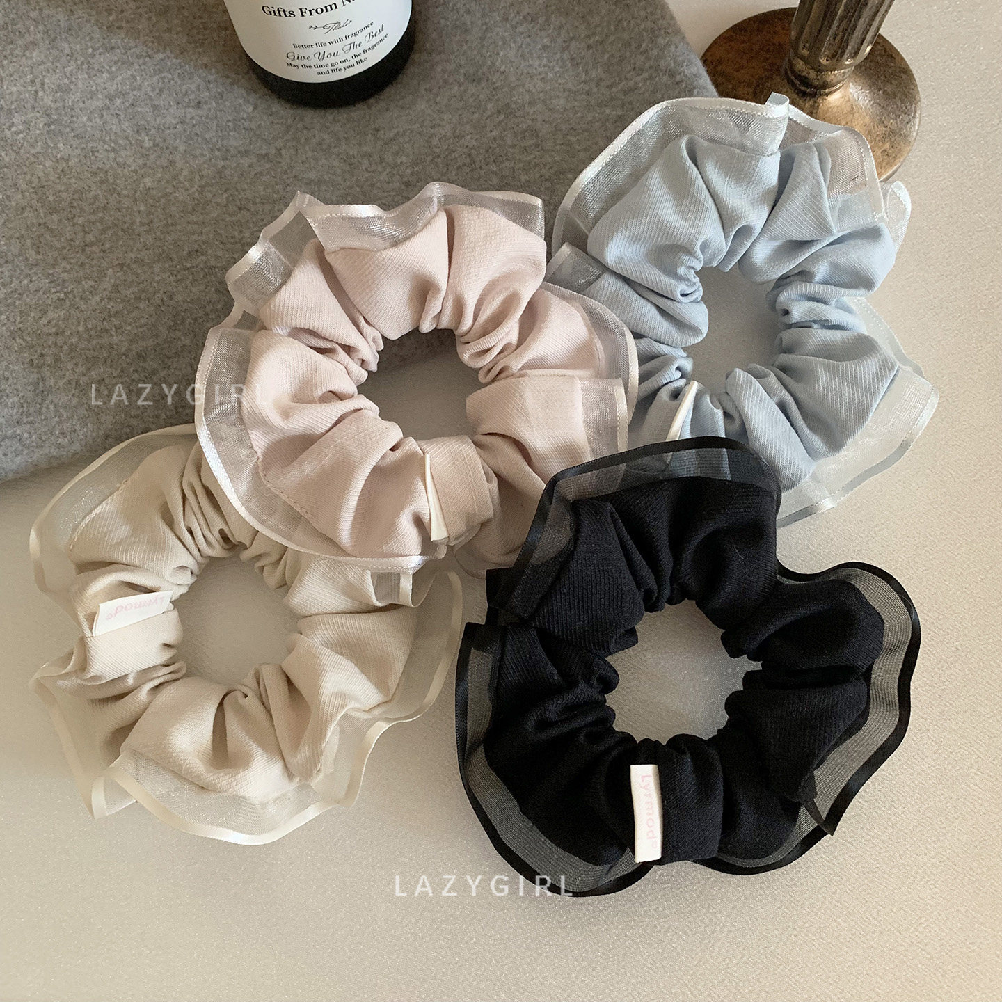 温柔的淡色系~发圈女皮筋头饰网纱花边发饰ins博主同款基础百搭新