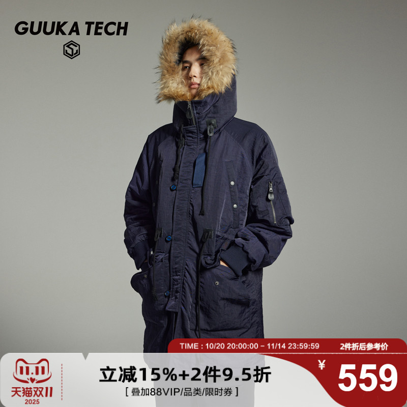 GuukaTech毛领棉衣派克服保暖冬