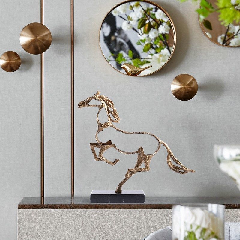 现代轻奢摆件玄h关客厅装饰品样板间书柜抽象金属镂空牛共马头摆,家居饰品,装饰摆件,淘宝优惠券,粉丝福利购,淘宝优惠卷