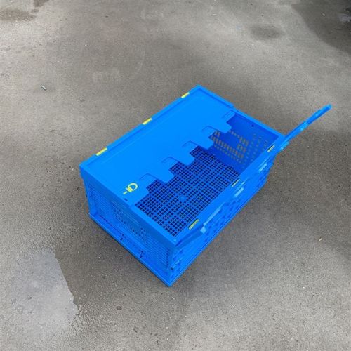 带盖塑料折叠筐 镂空长方形蔬菜水果转运框600-R400-230mm