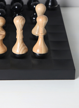 高档轻奢样板间书房国际象t棋摆件实木质烤漆大理石棋盘艺术装饰