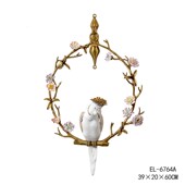 朱利安法国艺术陶瓷与铜花环y绕墙装 饰房子客厅走廊墙鹦鹉墙挂