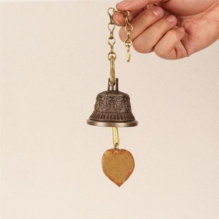 藏式尼泊尔手工迷你雕花风铃铜制铃铛G家居装饰挂件门饰挂饰铜风