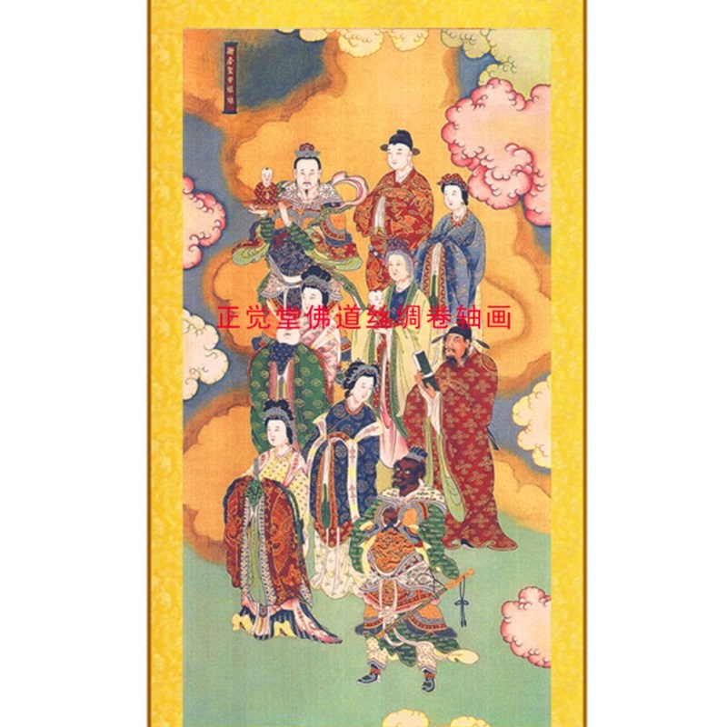 卫房圣母元君娘娘画像  明清覆古神像H画 中式装饰丝绸绢布画定制