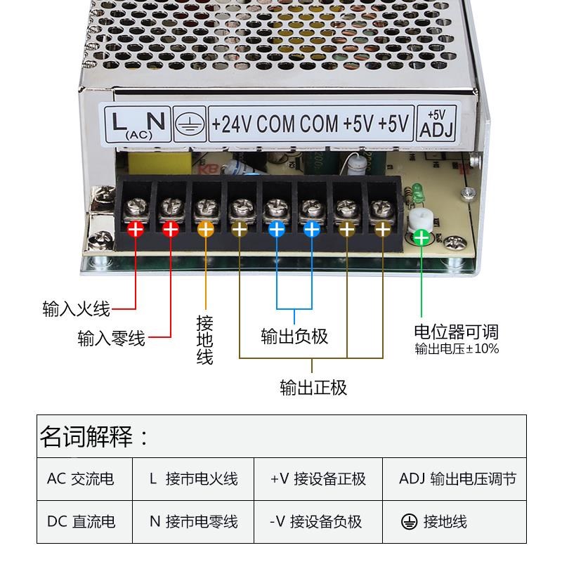 深圳明伟双组输出D-200A/B/C开关电源5vG12v直流220转DC24V两路W