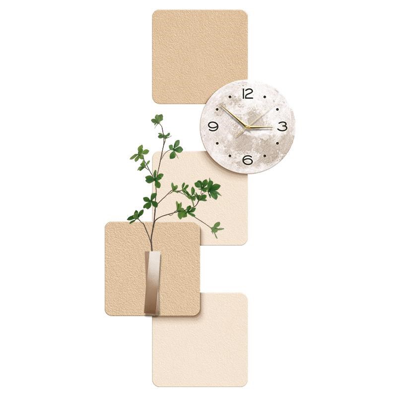 奶油风玄关装饰画带钟表q创意简约走廊过道挂画高级感发光led灯画