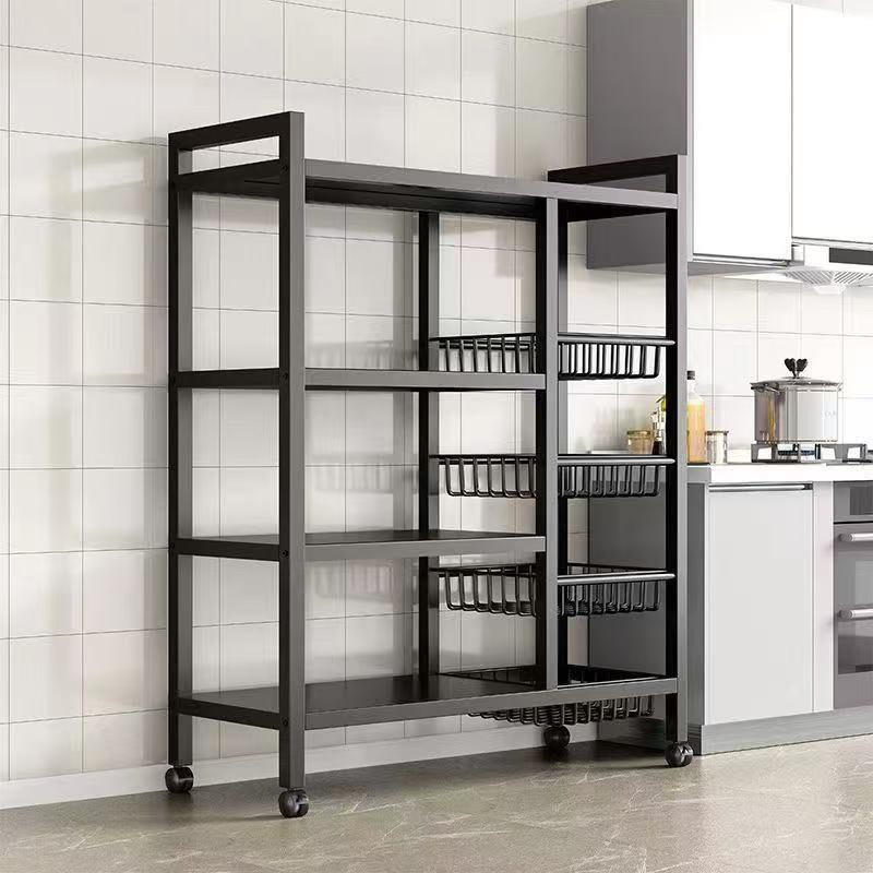 双排置物架家用厨房简约多层收纳架可移动多层落地蔬菜水果储物架