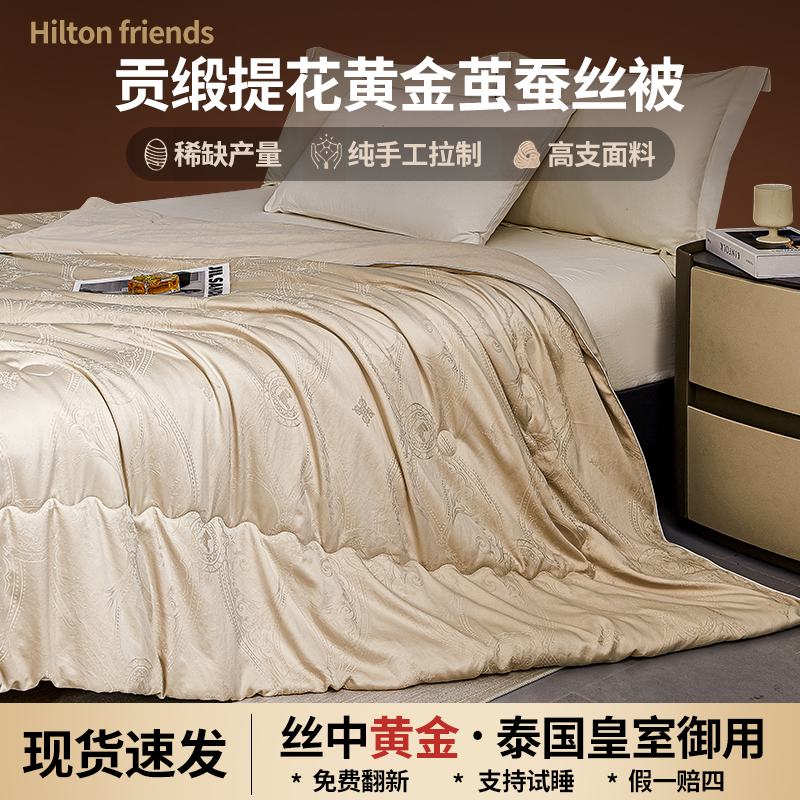 Hilton friendsA类全棉贡缎提花蚕丝被超柔春秋被加厚保暖冬被A1