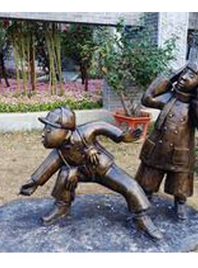 放鞭炮雕塑玻璃钢仿铜童趣小孩玩耍小品I春节习俗街头景观小品铜