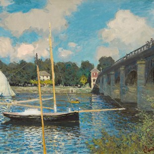 客厅风景挂画莫奈油画手绘临摹世界名画装饰画阿让特伊之W桥monet