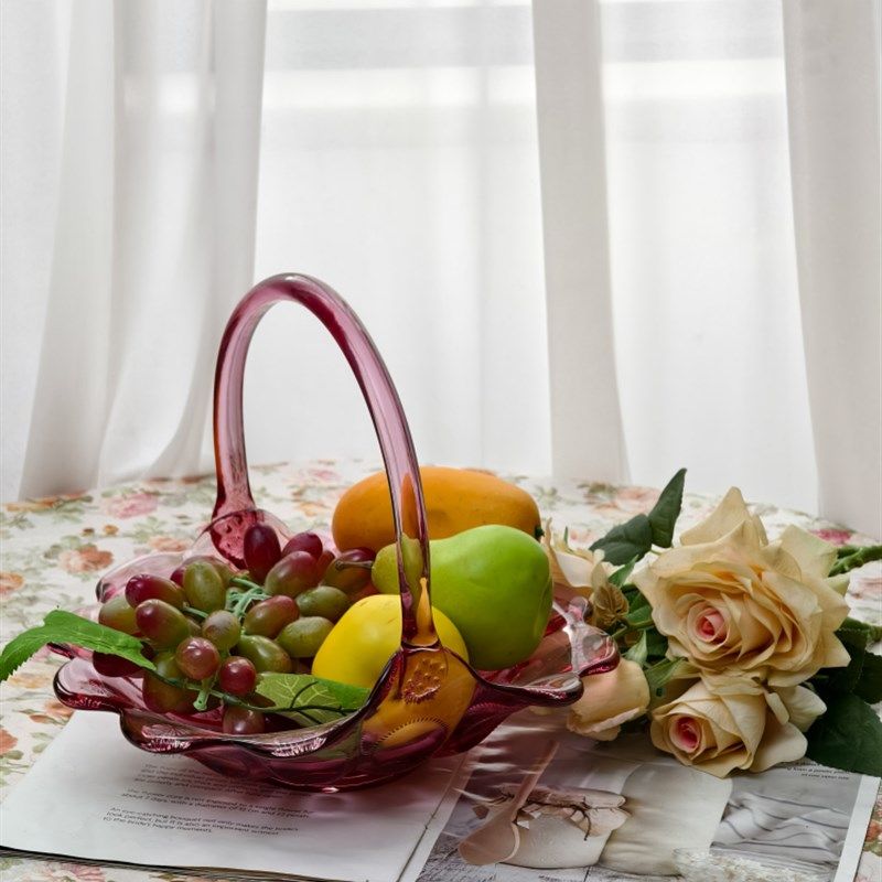 水果碗果篮ins田园风覆古手工玻C璃芬顿创意欧式奢华中古插花摆件,家居饰品,桌面摆件,淘宝优惠券,粉丝福利购,淘宝优惠卷