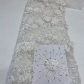 新款 珠管绣花婚纱礼服面料lace亮片刺绣花边辅料舞台演出Z服lace