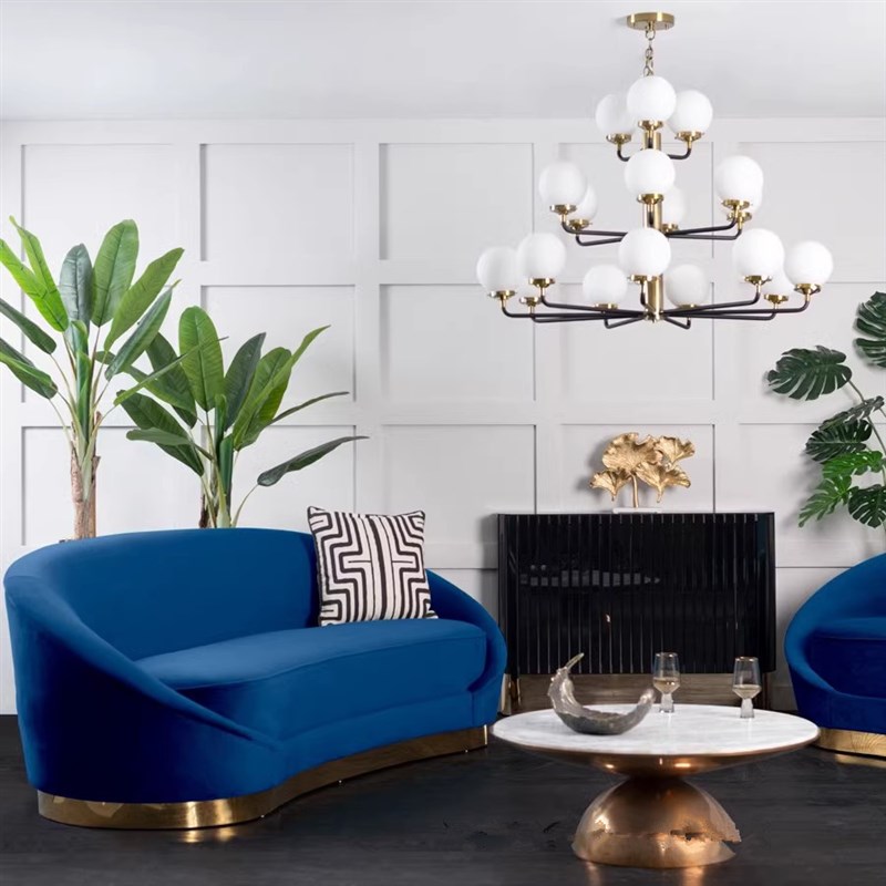 北欧现代轻奢ins风简约客厅服装店商务办L公皮肤管理商铺绿色沙发