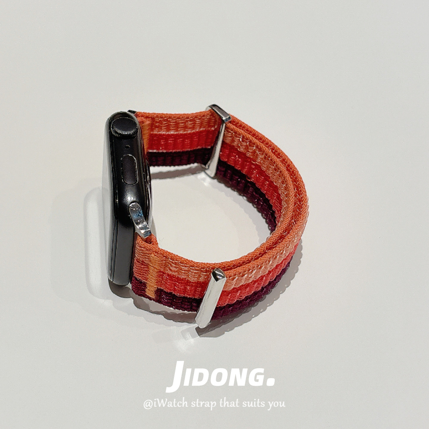 适用applewatchS11/10高级简约渐变双节尼龙表带苹果手表ultra3/2男女情侣iwatch9/8/7/6新款运动透气SE腕带