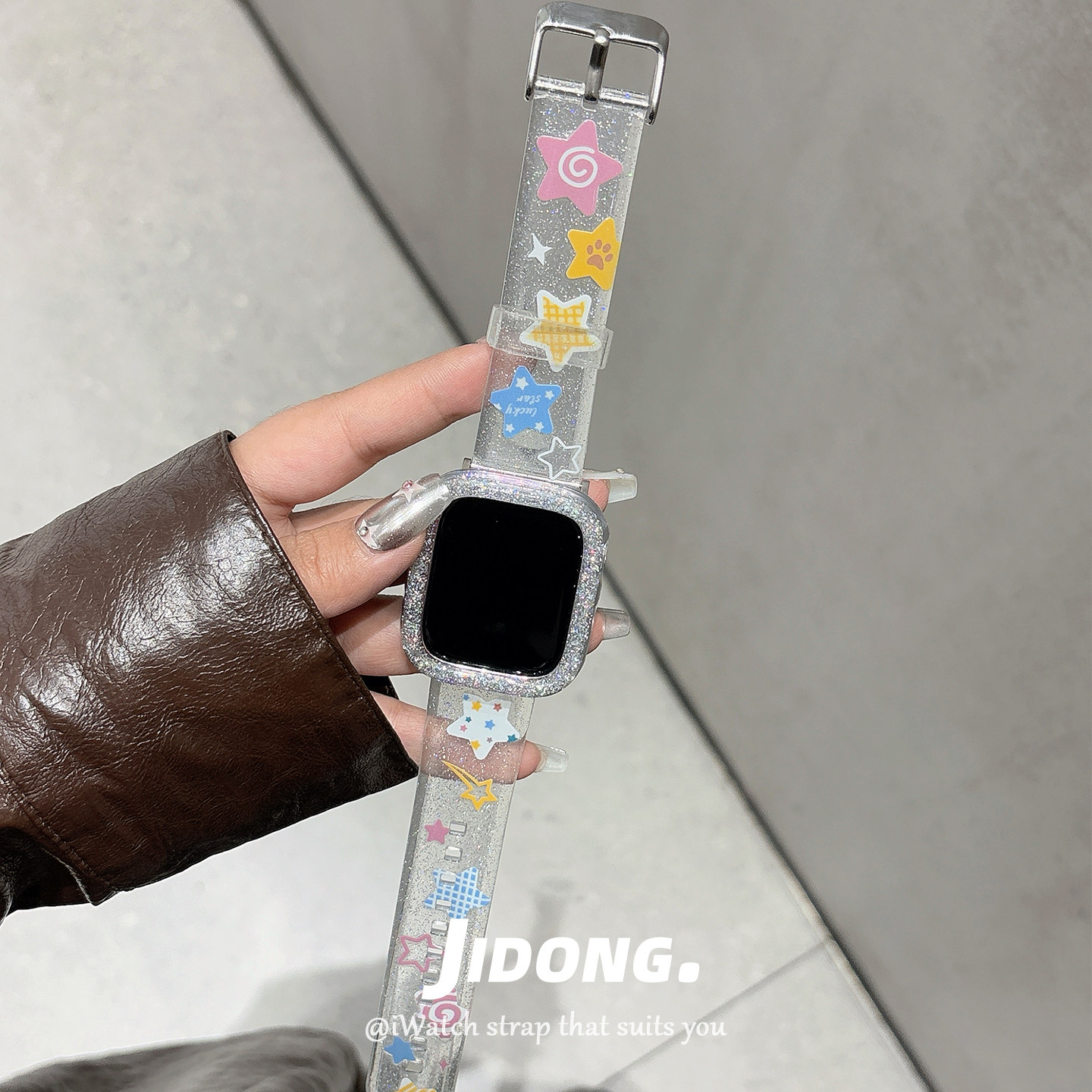 适用applewatchS11/10韩系多巴胺星星苹果手表保护壳ultra3/2女款闺蜜iwatch9/8/7/6新款休闲百搭SE小众腕带