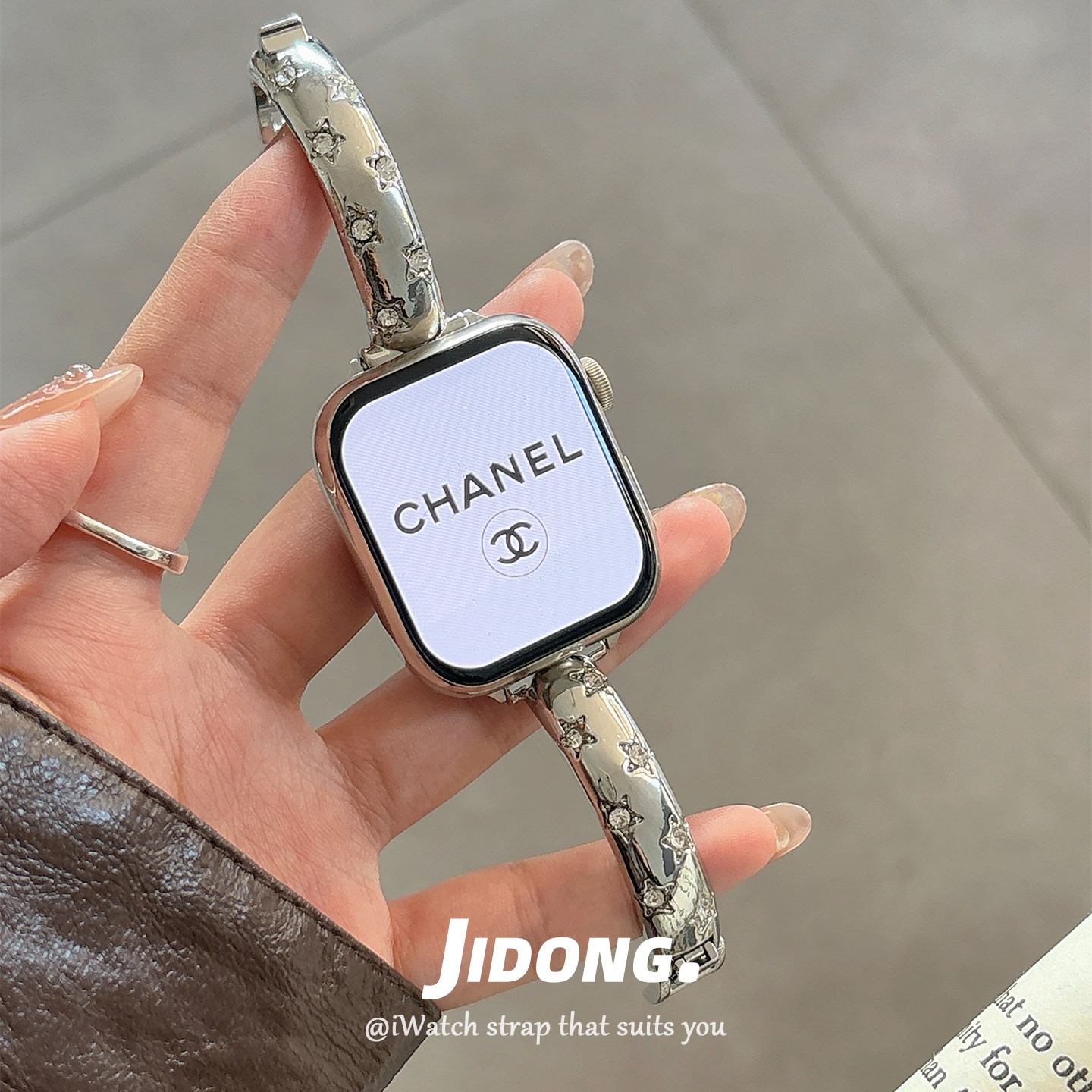 适用applewatchS11/10老钱风星芒金属手镯表带苹果手表ultra3/2女闺蜜iwatch9/8/7/6新款夏天透气SE小众腕带