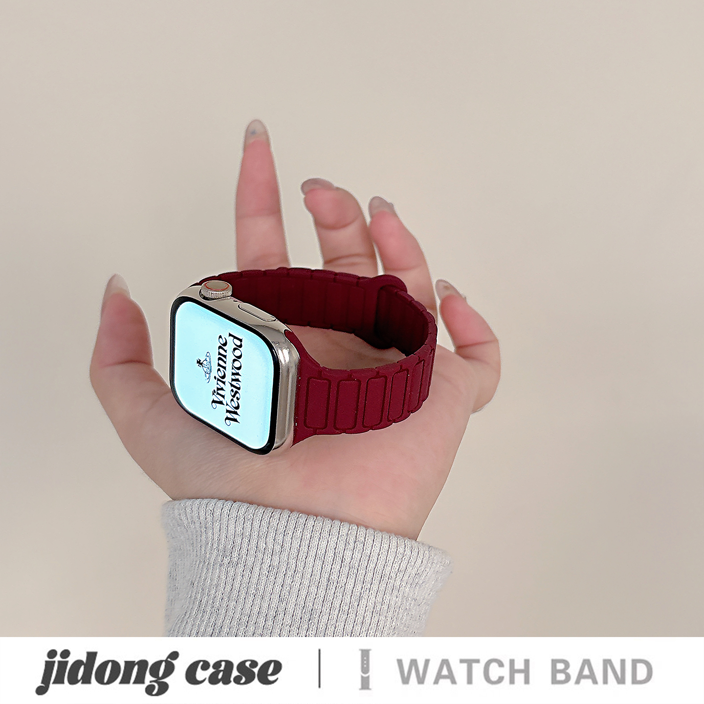 适用applewatchS11/10张婧仪同款细款磁吸表带苹果手表ultra3/2男女宽情侣iwatch9/8/7/6新款休闲百搭SE腕带