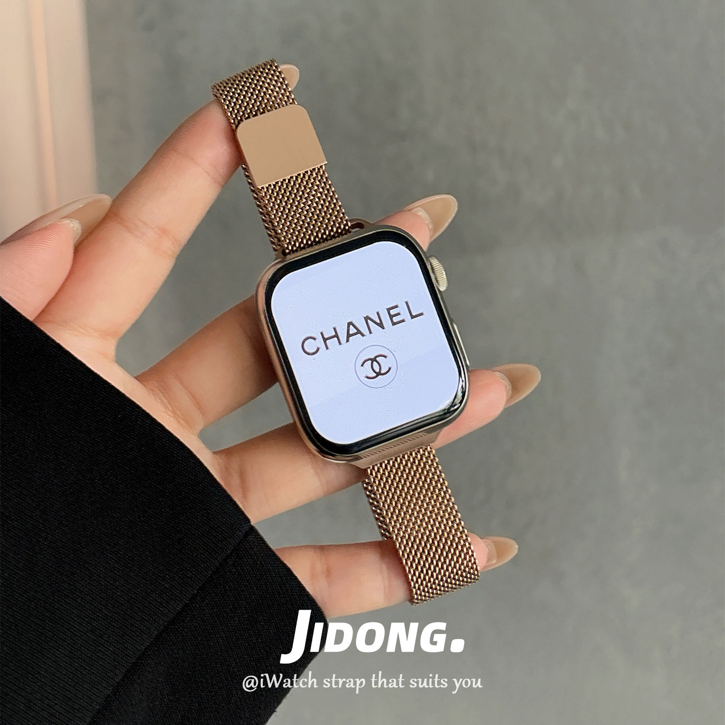 适用applewatchS11/10玫瑰金米兰尼斯表带苹果手表ultra3/2女闺蜜显白iwatch9/8/7/6新款运动透气SE小众腕带