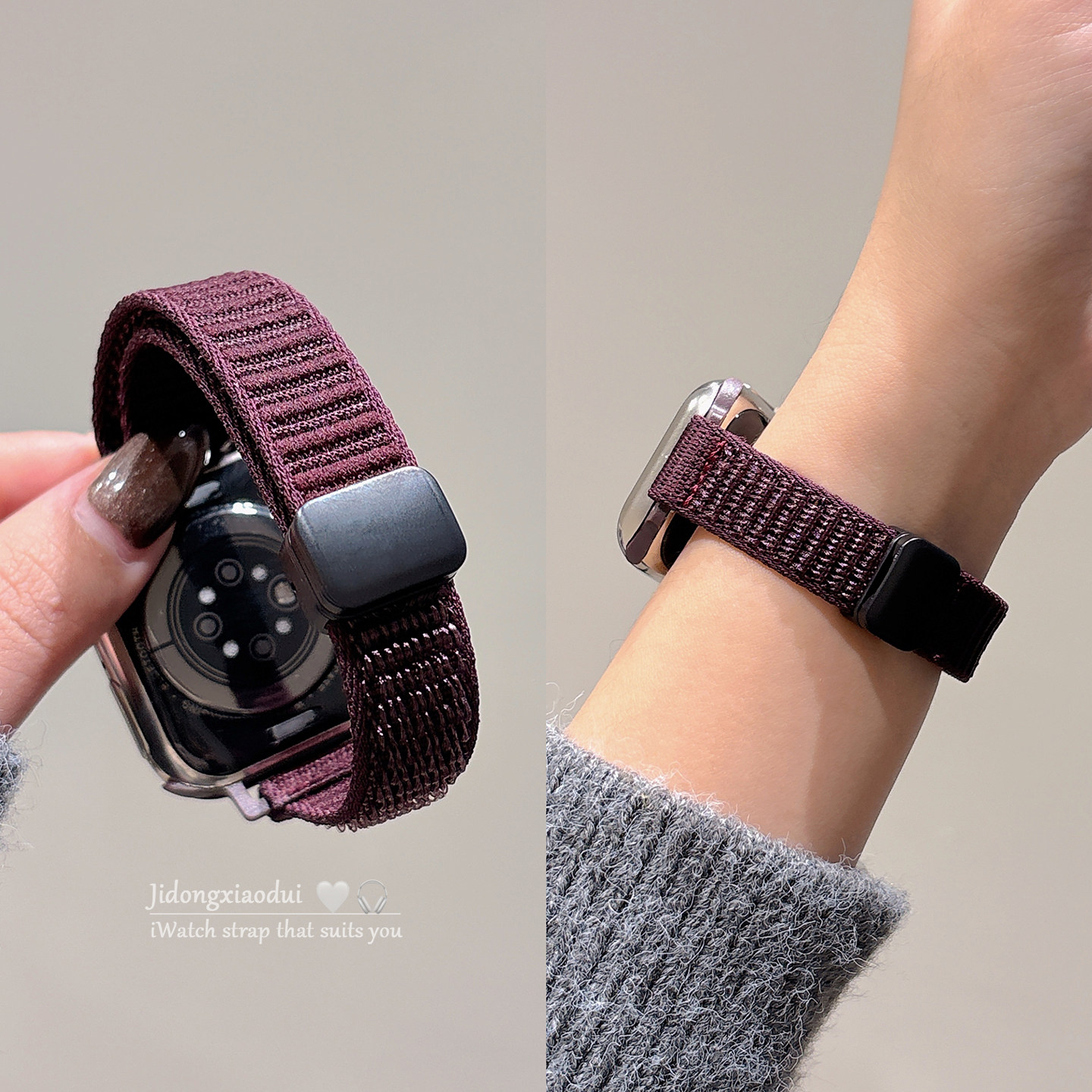 适用applewatchS11/10纯色山地纹尼龙磁吸表带苹果手表ultra3/2男女款情侣iwatch9/8/7/6新款运动透气SE腕带,智能设备,智能手表手环表带/腕带,淘宝优惠券,粉丝福利购,淘宝优惠卷