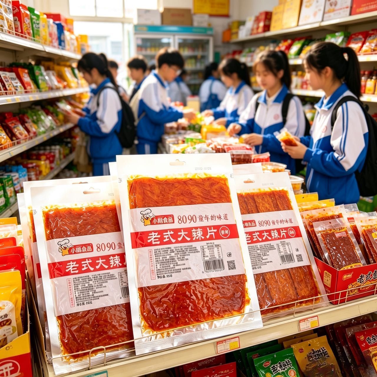 老式大辣片( )湖南平江特产豆皮麻辣零食好吃的8090后儿时面筋