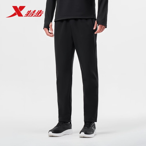 特步运动长裤男2025冬季新款加绒保暖梭织跑步运动裤975429980465