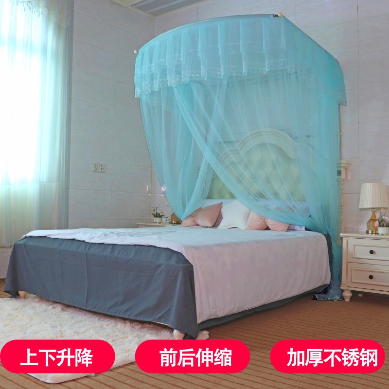 升降伸缩蚊帐三开门U加o厚落地不锈钢支架家用调节加高低度1.5m1.