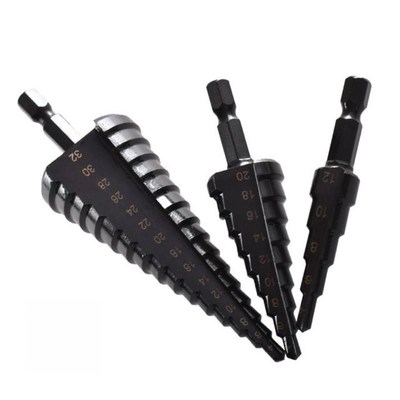 3Pcs HSS Drill Bit 4-32mm 4-20mm 4-F12mm Straight Groove Ste