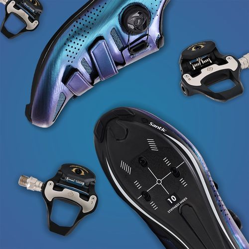 Santic森地客专业骑行鞋碳y纤维底公路锁鞋单车自行车锁鞋男女极