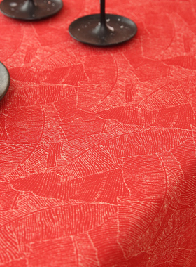 红色婚花结提喜庆餐桌布式日订婚C乔迁中节桌布茶几布圆桌桌布定