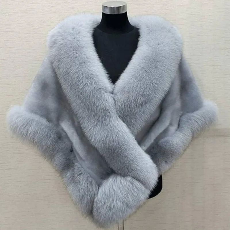 Solid color furry shawl cloak jacket纯色毛茸茸披肩斗篷外套女
