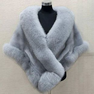 cloak Solid shawl furry jacket纯色毛茸茸披肩斗篷外套女 color