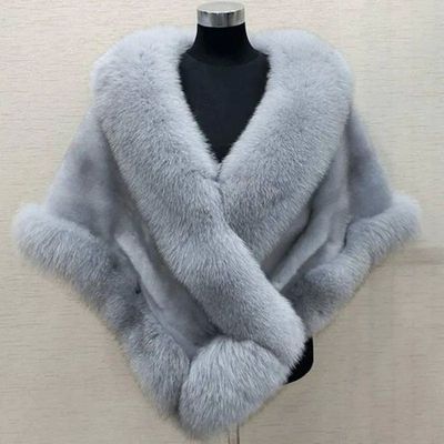 Solid color furry shawl cloak jacket纯色毛茸茸披肩斗篷外套女