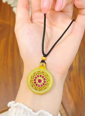 古法金包银旋转八宝罗盘项链吊坠