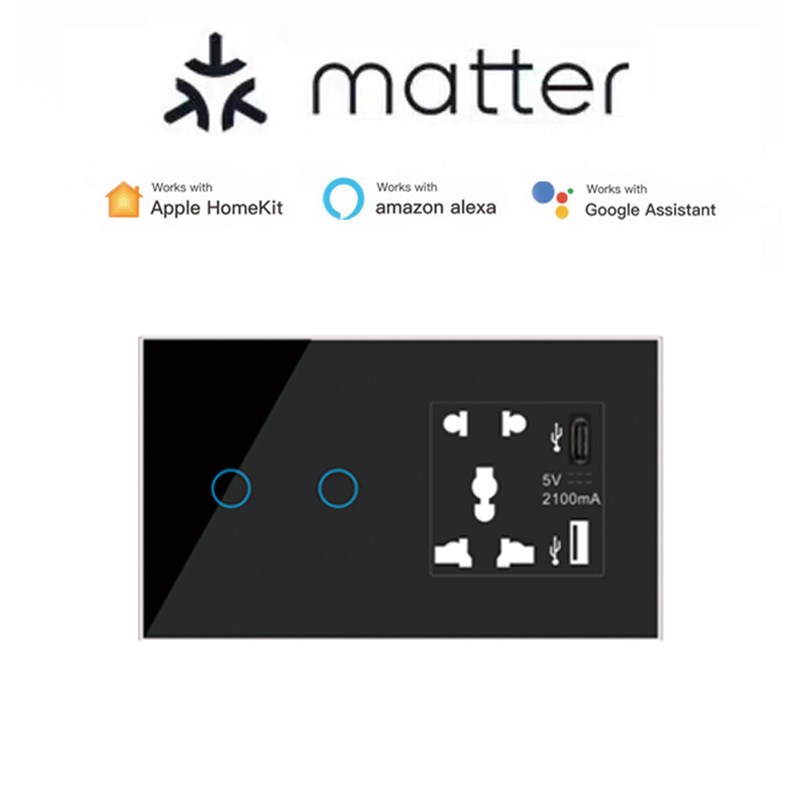 146通用规matter智能开关 uhomekit 智能开关墙壁WIFI开关+插座U+