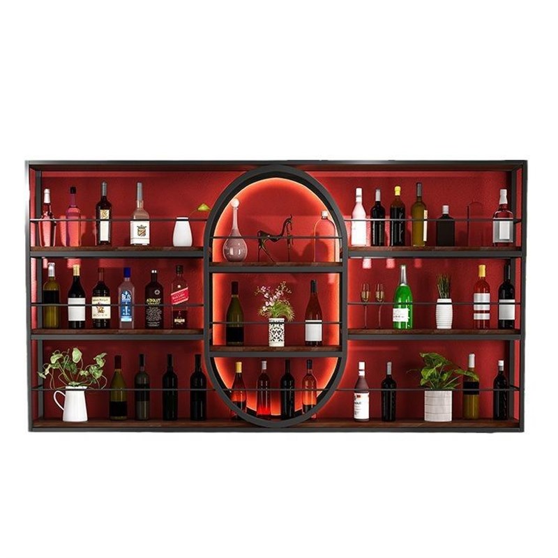 厅酒吧餐a厅装饰挂墙红酒台展示架吧酒架铁艺壁挂式NOE酒客置柜物