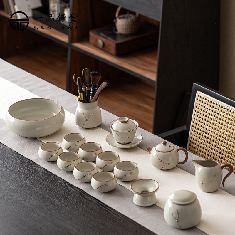 定制logo高端送礼功夫茶具2025新款锔K钉茶壶套装整套汝窑茶杯盖