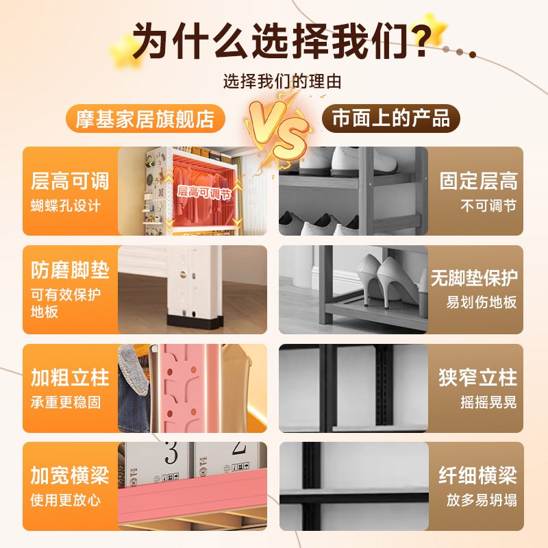 货架衣柜家用简易组装p卧室收纳架置物架出租房开放式挂衣架衣帽